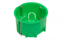 Коробка установочная HEGEL КУ120 68x40мм IP20, металлические лапки, способ монтажа скрытый, цвет - зеленый